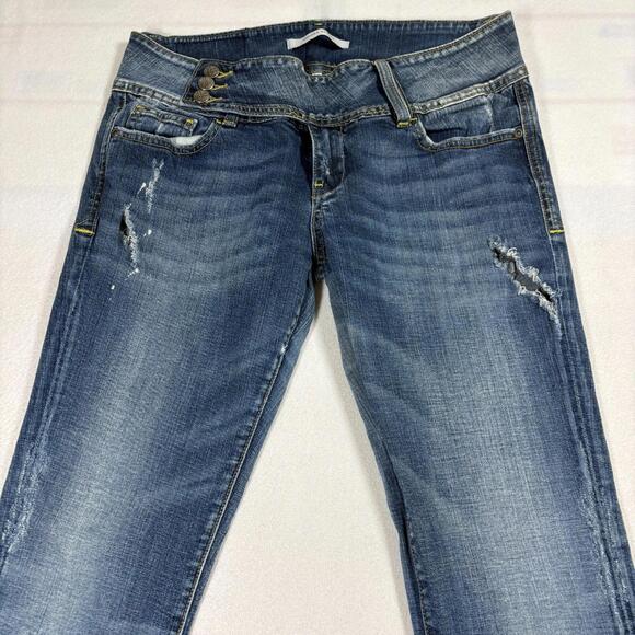 Vigoss Studio Jeans Womens 13/14 Distressed Medium Wash Y2K Stretch Denim - Picture 3 of 14
